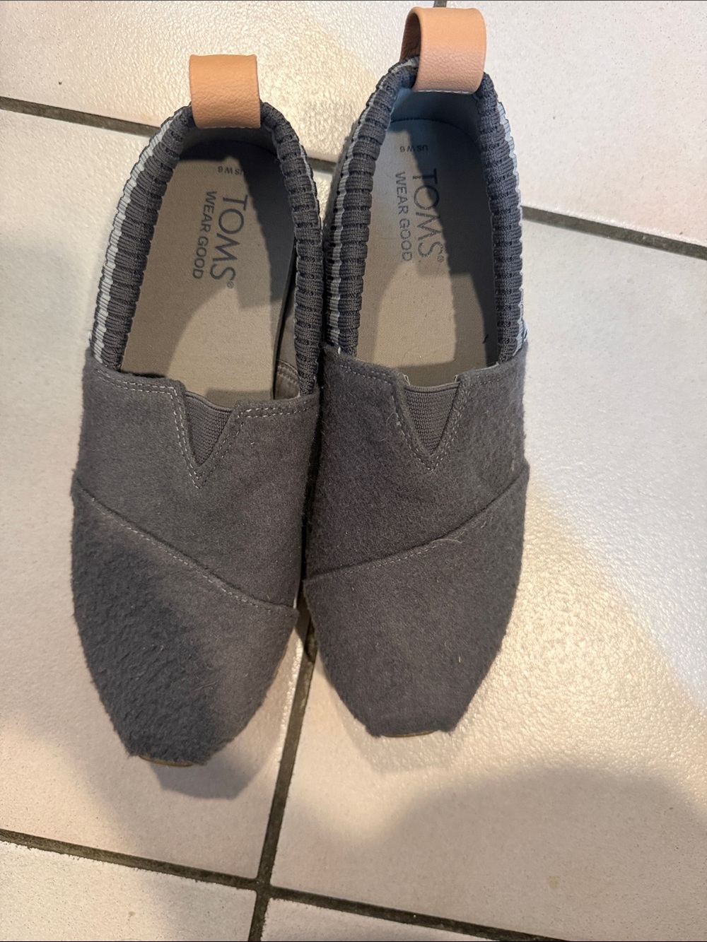 TOMS Slip-On Espadrilles in Gray with Tan Heel Tab